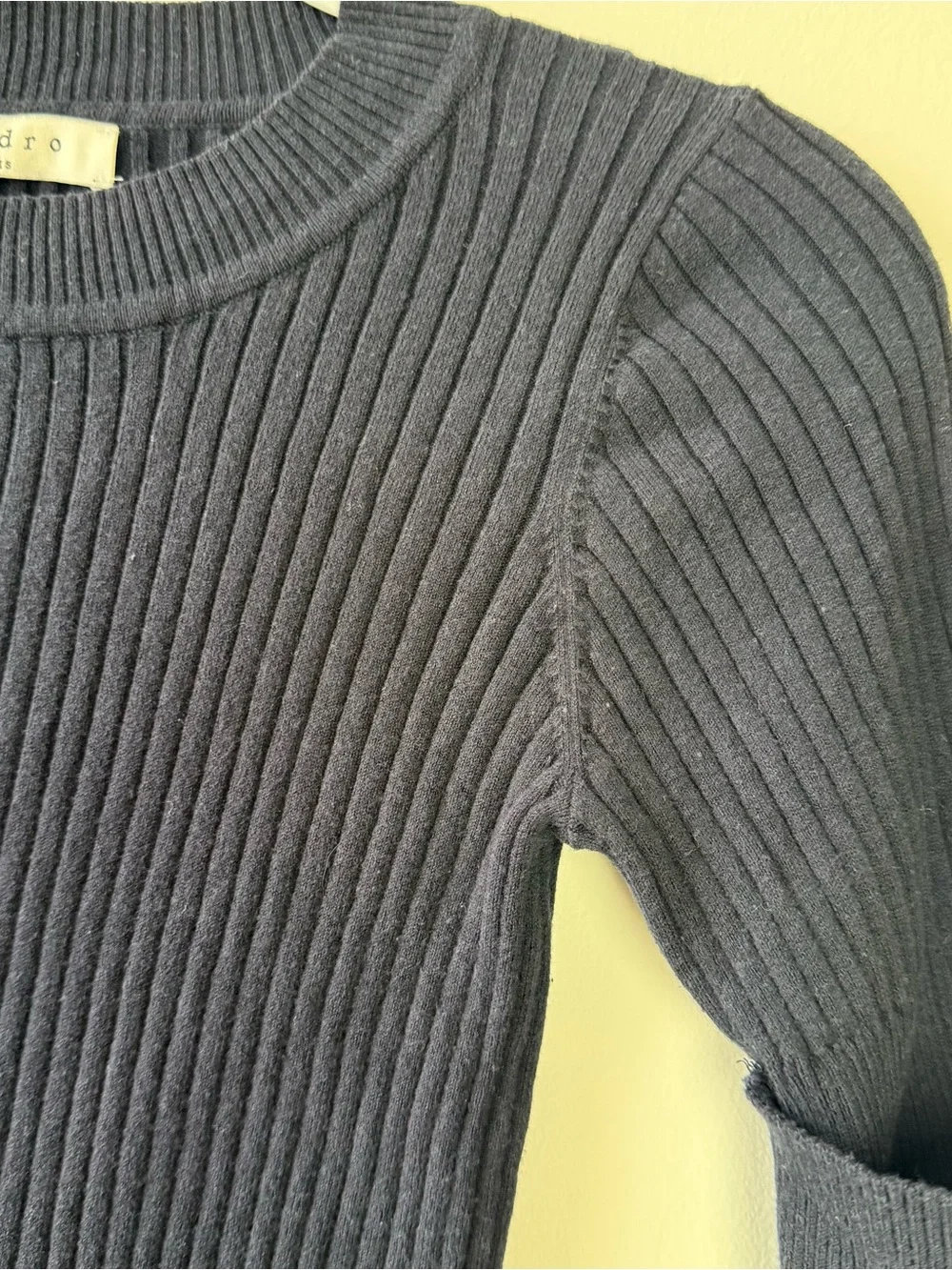 Sandro Short Sleeve Ribbed Sweater Navy Blue - Picture 2 of 6